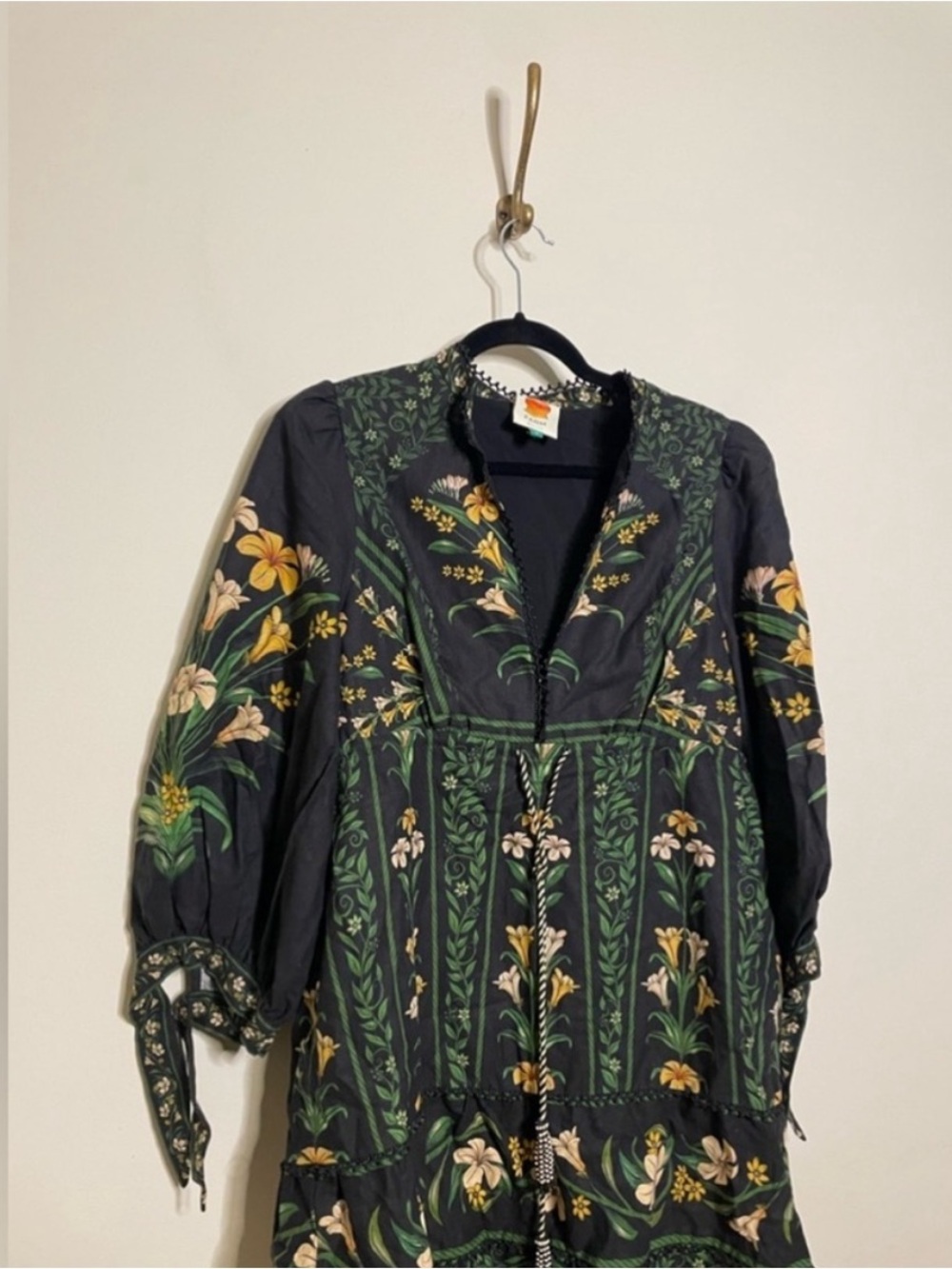 FARM Rio Black Flowers Arch Lenzing Ecovero Euroflax Mini Dress - Picture 10 of 11